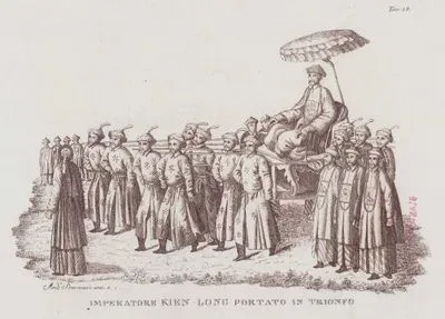 Çin İmparatoru Qianlong'un Üst Düzey İmparatorluk Görevlileri Ve Hizmetkarlar Tarafından Şemsiyeli Bir Tahtırevanda Taşınması, Resim 18.