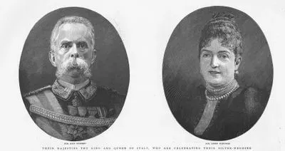Gümüş Evlilik Yıldönümlerini Kutlayan İtalya Kralı I.Humbert (I. Umberto) Ve Kraliçe Margaret