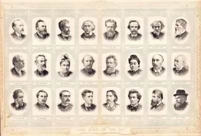 Şair Portreleri--J Ashby Sterry, Robert Buchanan, William Sharp, Coventry Patmore, Edwin Arnold, Theodore Watts, Aubrey de Vere, F T Palgrave, Alfred Austin, F Locker Lampson, Jean Ingelow, A C Swinburne, William Morris, Christina Rossetti, Lewis Morris, Frederick Tennyson, Roden Noel, Austin Dobson, Rudyard Kipling, William Watson, R L Stevenson, Richard le Gallienne, Wilfrid Blunt, F W H Myers