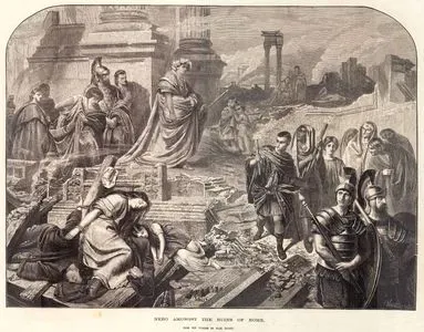 Büyük Yangın Sonrası Roma Şehrinin Kalıntıları Arasında Dolaşan İmparator Neron
