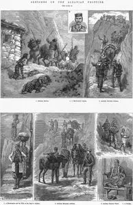 Arnavutluk Sınırından Çizimler 1.Arnavut Eşkiyalar 2.Bir Karadağlı Şef 3.Avusturya Askerlerinin Koruması Altındaki Kervan 4.Ragusa Yolunda Bir Karadağlı Erkek Ve Eşi 5.Avusturyalı 
Dağ Topçu Birliği 6.Avusturyalı Keşif Piyadeleri 7.Bir Bosnalı