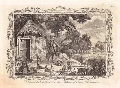 Más a Tierra Adasında (Robinson Crusoe Adası) Dört Yıl Yaşayan Alexander Selkirk (Yazar Daniel Defoe, Romanı Robinson Crusoe'da Bu Kişiden Ve Yaşadığı Olaylardan Esinlenmiştir.)