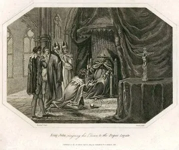 Kral John'un Aforozunu Bozmak İçin İngiltere Tacını Templar Kilisesinde Papalık Elçisi Norwich Piskoposu Pandulf Verraccio'ya Teslim Etmesi