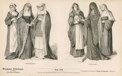 18.Yüzyılın Sonlarında Rahibe Kıyafetleri-Benediktin Tarikatı Rahibe Kıyafetleri-Ursulines Tarikatı Rahibe Kıyafetleri