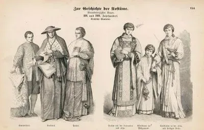 16. Ve 17. Yüzyıllarda-Haznedar, Kardinal ve Papaz Kıyafetleri-Cübbesi Ve Beyaz Elbisesi İle Papaz Yardımcısı(Diyakoz), Beyaz Cübbesi İle Papaz Yardımcısı Ve Renkli Cübbesi ile Papaz Yardımcısı