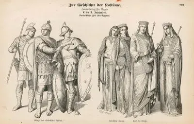 5. Ve 10. Yüzyılları Arası Antik Mısır- Doğu Roma İmparatorluğunun Askerleri- Frenkli Leydilerin Kıyafetleri ve Frank ve Lombard Kralı Şarlman (Kraliyet Dönemi 768-814)