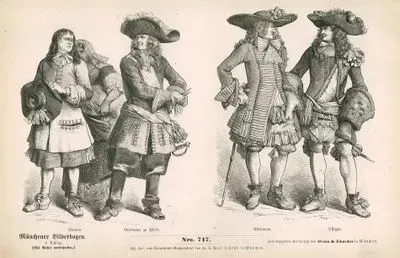 17.Yüzyılın Üçüncü Döneminde Fransa (1667-1699)- Fransız Köylüler ve Atlı Jandarma- Fransız Soylu Erkeğin ve Subayının Kıyafetleri