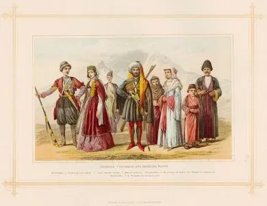 Gürcü, Çerkez Ve Ermeni Irkı-Gürcüler 1.Savaş Kıyafeti İle Prens 2.Ev Kıyafeti İle Kadın 3.Kahatia'nın Erkeği Çerkezler 4.Anapa'nın Milisi 5.6.Gelencik'in Kadınları Ermeniler 7.8.Kutsal Topraklara Gidecek Hacılar