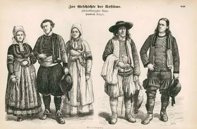 19. Yüzyılda Fransa'nın Breton Bölgesinde Yaşayan Breton(Fransız) Halkının Kıyafetleri