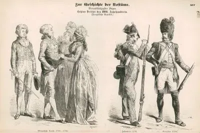 18.Yüzyılın Sonlarında Fransa-1790 ile 1792 Yılları Arası Fransız Burjuvasının Kıyafeti- 1799 Yılında Fransız Piyade Askeri ve 1795 Yılında Fransız El Bombacı Asker
