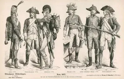 18.Yüzyılın Sonlarında Fransa-1795 Yında Fransız Hafif Süvari Askeri, Orta Sınıf Süvari Askeri ve 1796 Yılında Piyade Askeri--1795 Yında Fransız General, Hafif Piyade Subayı ve Hafif Piyade Askeri