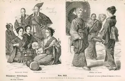 Japonyalılar- Şamisen, Darbuka ve Davul Çalan Müzisyen Kızlar ve Devlet Görevlisi- Kadın ve Kızlar
