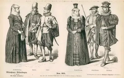 17.Yüzyılın İkinci Döneminde (1634-1666) İsviçre- İsviçreli Kadınların Kiliseye Giderken Kulladıkları Kıyafet, Savcı veya Yargı Görevlisi ve Saray Habercisi- Yas Tutan Kadının Kıyafeti, Başsavcı veya Üst Yargı Görevlisi ve Belediye Başkanı