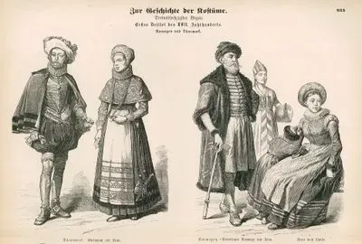 17.Yüzyılın Birinci Döneminde (1600-1633) Norveç ve Danimarka- Danimarkalı Evli Erkek ve Kadın Kıyafetleri- Norveçli Evli Erkek ve Kadın ile Köylü Kadın Kıyafetleri