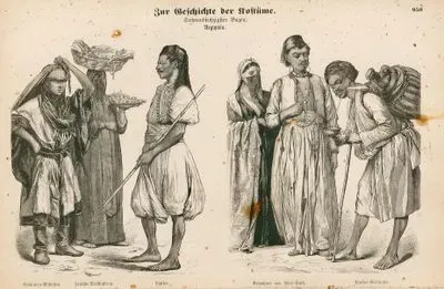 Mısır- Bedevi Kız, Meyve Satıcısı ve  Haberci- Port Said(Bur Said) Şehrinde Yaşayanlar ve Su Satıcısı