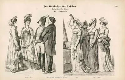 19.Yüzyılların Başlarında- 1809 ile 1812 Yılları Arası Alman ve Fransız Kıyafetleri- 1802 ile 1804 Yılları Arası Alman ve Fransız Kıyafetleri