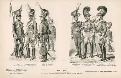 19 Yüzyılda Bavyera (Almanya) Ordusu- 1814-1822 Yılları Arası Alman Mızraklı Süvari Askeri, 1813-1815 Yılları Arası Hafif Süvari Alayı Üyesi ve 1815-1822 Yılları Arası 2.Alayın Hafif Süvari Askeri- 1813 Yılında alman Mızraklı Süvari Subayı, 1814-1823 Yılları Arası Muhafız Alayı Subayı,  1815-1825 Yılları Arası Süvari Muhafız Alayı Subayı ve Muhafız Alayının Trompetçisi(Borazancısı)