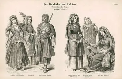 19. Yüzyılda Kafkasya- Şamahı'lı Dansöz, Gürcü Kadın ve Hevsureti'den Çerkez Erkek- Tcherrlenaia'dan Kazak Kız, Dağıstan'ın Akhty Yöresinden Kadın ve Kazanistih'den Bir Kadın
