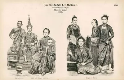 Siam (Tayland) ve Myanmar(Burma) (1886)- Budist Rahip ile Siam Kralı ve Kraliçesi- Burma'lı Kadınlar