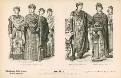 6.Yüzyıın Başında Bizans İmparatorluğu- 547 Yılında İmparatoriçe Theodora ve Mahiyetindekiler- Bizans(Doğu Roma) İmparatoru I.Justinianos(Jüstinyen)(482-565) ve 548 Yılında İmparatoriçe Theodora