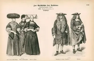 1670 Yılında(17.Yüzyıl) Strazburg'da- Geniş Şapkalı Kadın, Kış Kıyafeti ve Matem Kıyafetiyle Kadın- Konsolos ve Belediye Meclic Üyesi Kıyafetleri