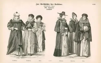 1644 Yılında (17.Yüzyıl) Fransanın Strazburg, İsviçre'nin Basel, Almanya'nın Münih ve Nürnberg ile Avusturya'vın Viyana Şehrindeki Kadınların Kıyafetleri