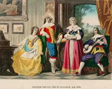 İngiltere Kralı II.Charles Döneminde 1670 Yılında Şövalye ve Kadın Kıyafeti