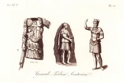 Roma Ordusundaki Subaylardan General, Albay (Tribuni), Centurio (80 Lejyoner Komutanı) Üniformaları, Avrupa. Cilt V. Resim 14.