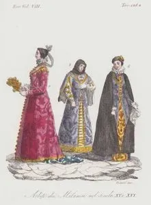 XV. Ve XVI. Yüzyılda Milano'lu Kadınların Kıyafetleri, Avrupa.Cilt VIII. Resim 128*.