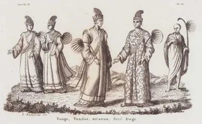 XVIII. Yüzyılda Myanmar'da (Burma) Kraliyet Yetkilileri-Başkan, Başkan Yardımcısı, Danışmanları ve Rahibin Tören Kıyafetleri  (Rhahaan), Asya Cilt IV. 
Resim 68.