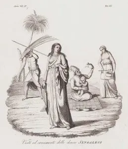 XVIII. Yüzyılda Sri Lanka'da Sinhalalı Kadın ve Erkeklerin Kostümleri, Asya Cilt IV. Resim 66.