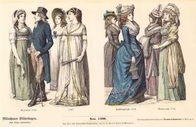 18.Yüzyılda Almanların Kıyafetleri-1796 Yılında Berlin'de Yaşayan Alman Erkek ve Kadınların Kıyafetleri, 1797 Yılında Alman Kadınların Kıyafetleri-1794 yılında Alman Kadınlarının İlkbahar Kıyafetleri, 1795 Yılında Alman Kadınlarının Kış Kıyafetleri
