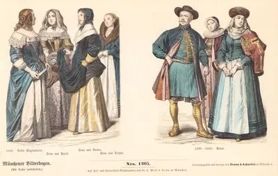XVI.-XVII. Yüzyıllarda İngiliz, Fransız ve Polonyalıların Kıyafetleri-1640 Yılında İngiliz Soylu Kadın, 1640 Yılında Paris, Rouen ve Dieppe'den Fransız Kadınlar-1590-1660 Yılları Arasında Polonyalı Erkek ve Kadınların Kıyafetleri