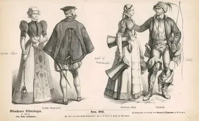 16.Yüzyılın Üçüncü Döneminde (1567-1599)-Alman Kadın Ve Erkek Halk Kıyafetleri-Bavaria'lı Hizmetçi Kıyafeti-At Arabası Sürücüsü