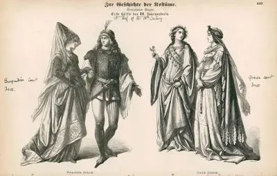15.Yüzyılın Birinci Yarısında (1400-1449)- Burgonya(Fransız) Saray Kıyafeti- Alman Saray Kıyafeti