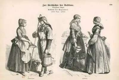 19.Yüzyılda Hollanda'nın Scheveningen ve Frizya Bölgelerindeki Hollanda Halk Kıyafetleri