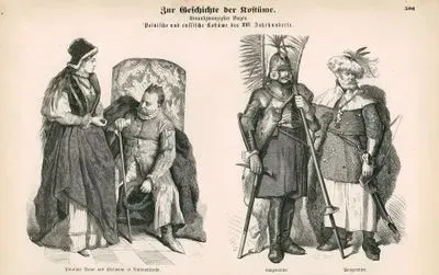 16.Yüzyılda Rusya Ve Polonya Kıyafetleri-Ulusal Kıyafetleri ile Polonyalı Soylu Erkek Ve Kadın-Mızraklı Süvari Asker Ve Süvari