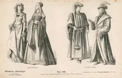 15.Yüzyılın Birinci Yarısında (1400-1449)- Alman Soylu Kadınların Kıyafetleri-Fransız Soylu Erkeklerin Kıyafetleri