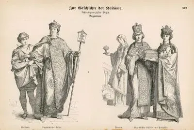 Bizans İmparatorluğu- Bizans İmparatoru Ve Uşağı- Bizans İmparatoriçesi, Prensesi ve Hizmetçileri