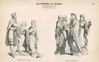 10.Yüzyılda- Frenk Kral Ve Kraliçe- Frenk Soylu Kadınların Kıyafetleri