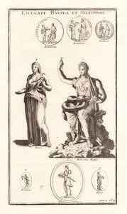 Tıp ve Sağlık Tanrısı Asklepios, Sağlık ve Temizlik Tanrıçası Hygeia Ve İyileştirme (Sağlık) Tanrıçası Telesphorus