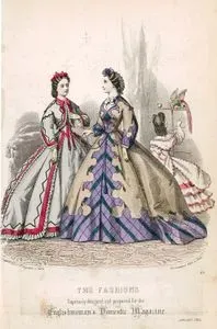 The Englishwoman's Domestic Magazine Dergisi İçin Tasarlanmış Moda Çizimleri, No.45, Ocak 1864