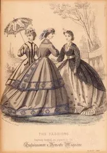The Englishwoman's Domestic Magazine Dergisi İçin Tasarlanmış Moda Çizimleri, No.52, August 1864