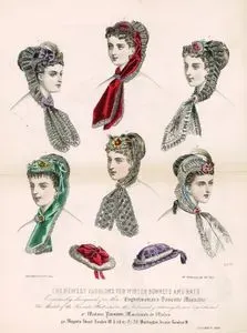 The Englishwoman's Domestic Magazine Dergisi İçin Tasarlanmış Kış Başlıkları Ve Şapkaları, No.903, Kasım 1868
