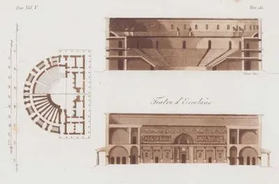 Herculaneum Antik Tiyatrosunun Plan ve Kesitleri, Avrupa. Cilt V. Resim 44.
