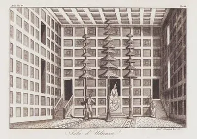 XVIII. Yüzyılın Başlarında Şemsiyelerle Dekore Edilmiş Kraliyet Mahkemesi Odası, Siyam Krallığı, Tayland, Asya Cilt IV. Resim 88.