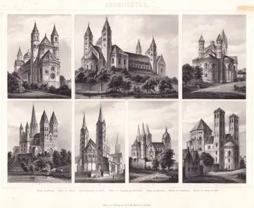 Mimari (Almanya’daki Romanesk Kiliseler) 1. Worms Katedrali 2. Speyer (Şpiyer) Katedrali 3. Köln’deki Kutsal Havariler Kilisesi 4. Lahn Nehri üzerindeki Limburg Katedrali 
5. Bamberg Katedrali 6. Gelnhausen Kilisesi 7. Köln’deki Aziz Gereon Kilisesi