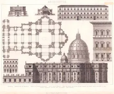 Mimari (Aziz Petrus Bazilikası ve Roma Sarayları) 1. Plan Görünümü 2. Aziz Petrus Bazilikası’nın Yan Cephe Görünümü 3. Papalık Şansölyeliği Sarayı (Bramante) 4. Küçük Saray (Peruzzi) 5. Farnese Sarayı’nın Cephe Bölümünün Bir Kısmı (Sangallo ve Michelangelo), (Hepsi Roma’dadır) 6. Caprarola Şatosu (Roma ile Viterbo Arasında) 7.Villa Palladio