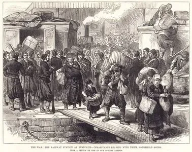 1877-1878 Osmanlı-Rus Savaşı (93 Harbi) Sırasında Halkın Eşyalarıyla Rusçuk (Ruse) Tren İstasyonundan Ayrılışı