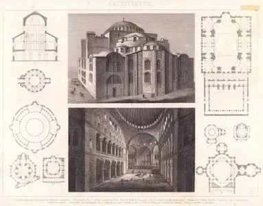 1. ve 2. Aachen Katedrali’nin Kesiti ve Planı, 3. Roma’daki S. Stefano Rotondo Kilisesinin Planı, 4. Ravenna’daki S. Vitale Kilisesinin Planı, 5. İstanbul’daki Sergios ve Bakhos Kilisesinin (Küçük Ayasofya Cami) Planı, 6. Ayasofya’nın Dıştan Görünüşü, 7. Ayasofya’nın İç Görünüşü, 8. Ayasofya’nın Planı. 9. Roma’daki S. Giovanni Laterano Vaftizhanesi’nin Planı, 10. Venedik Yakınlarındaki Torcello’da bulunan S. Fosca Kilisesinim Planı, 11. Milano’daki S. Lorenzo’nun Planı.